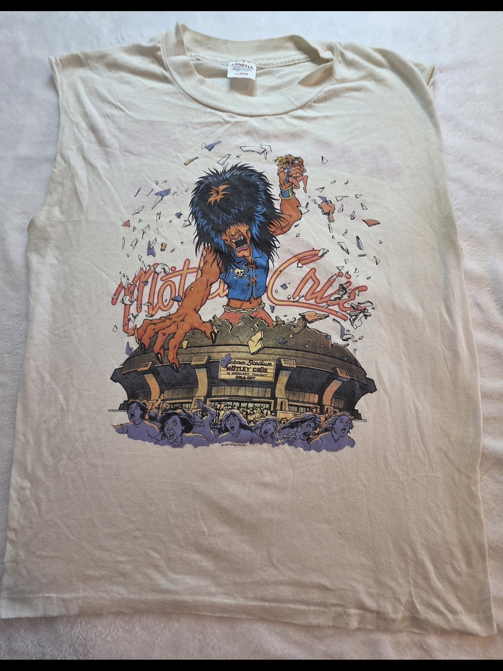 1987 Motley Crue Girls Girls Girls Tour Shirt XL Sleeveless USA Made